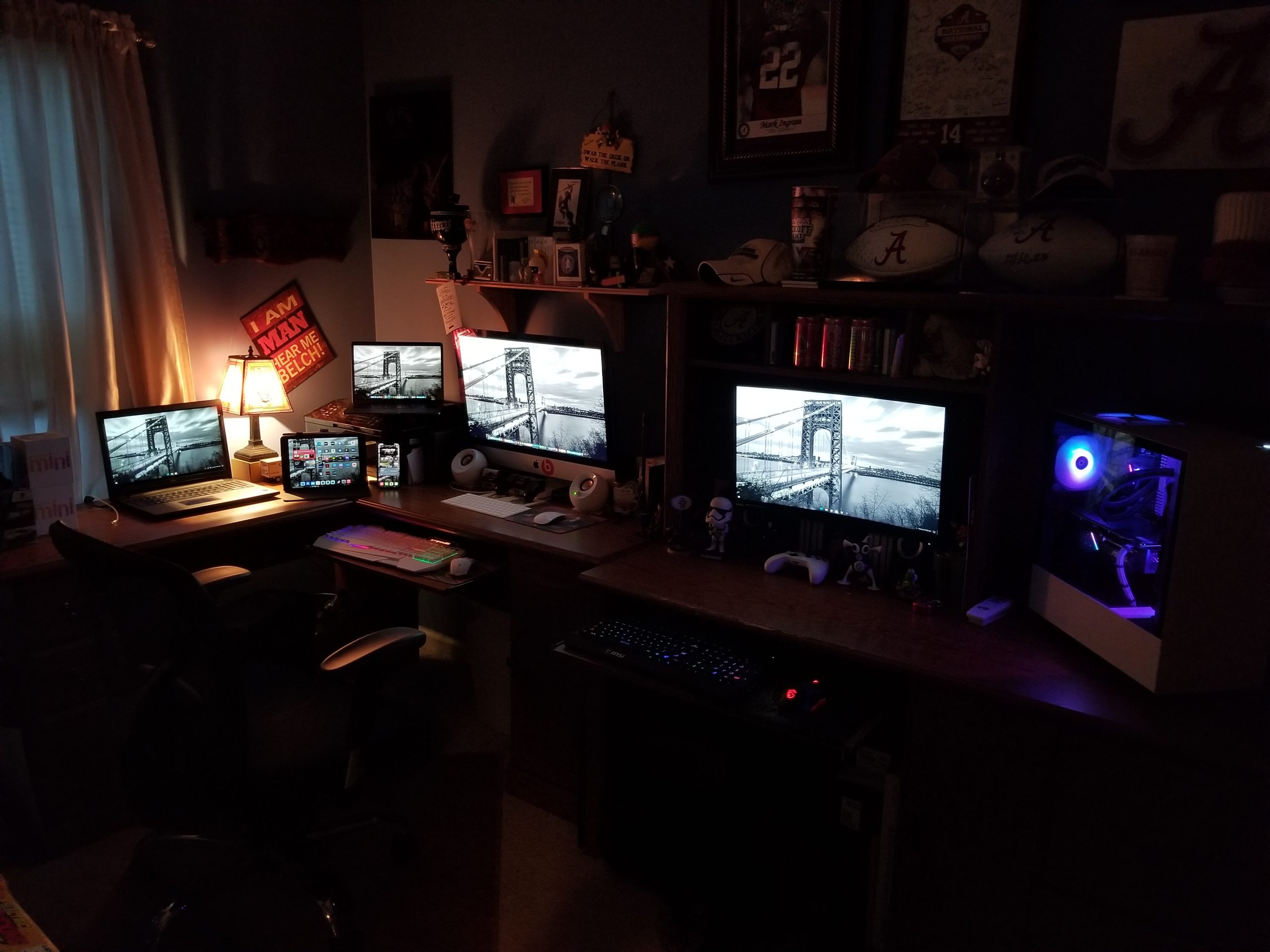 All of my devices in one place with the same wallpaper…